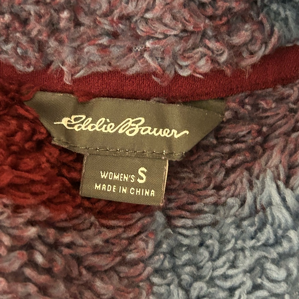 Eddie Bauer Ultra Plush Sherpa Fleece 1/4 Zip Buffalo Plaid Pullover S - Picture 6 of 6